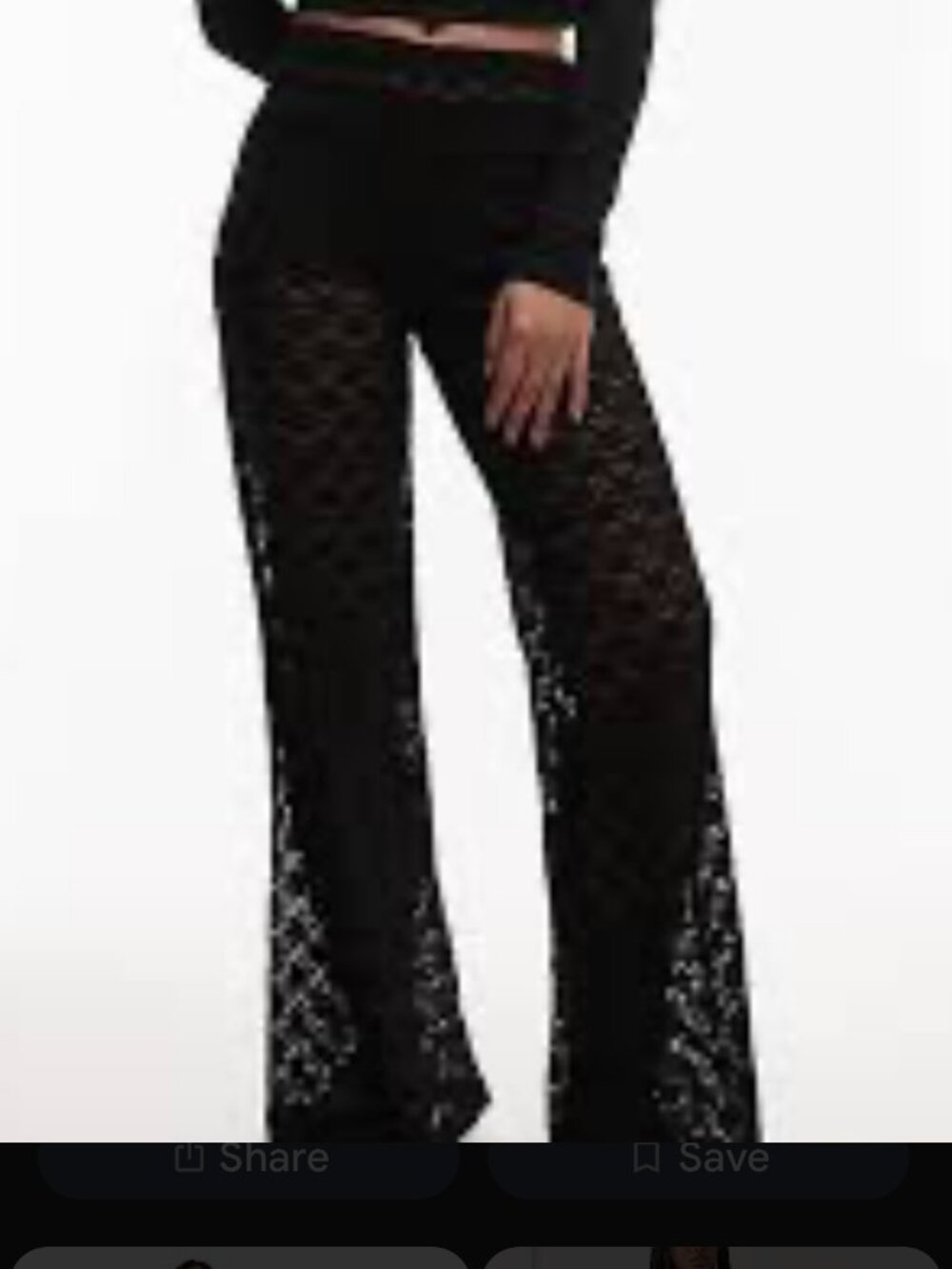 ASOS DESIGN Black Sheer Lace Slim Flare Pants M